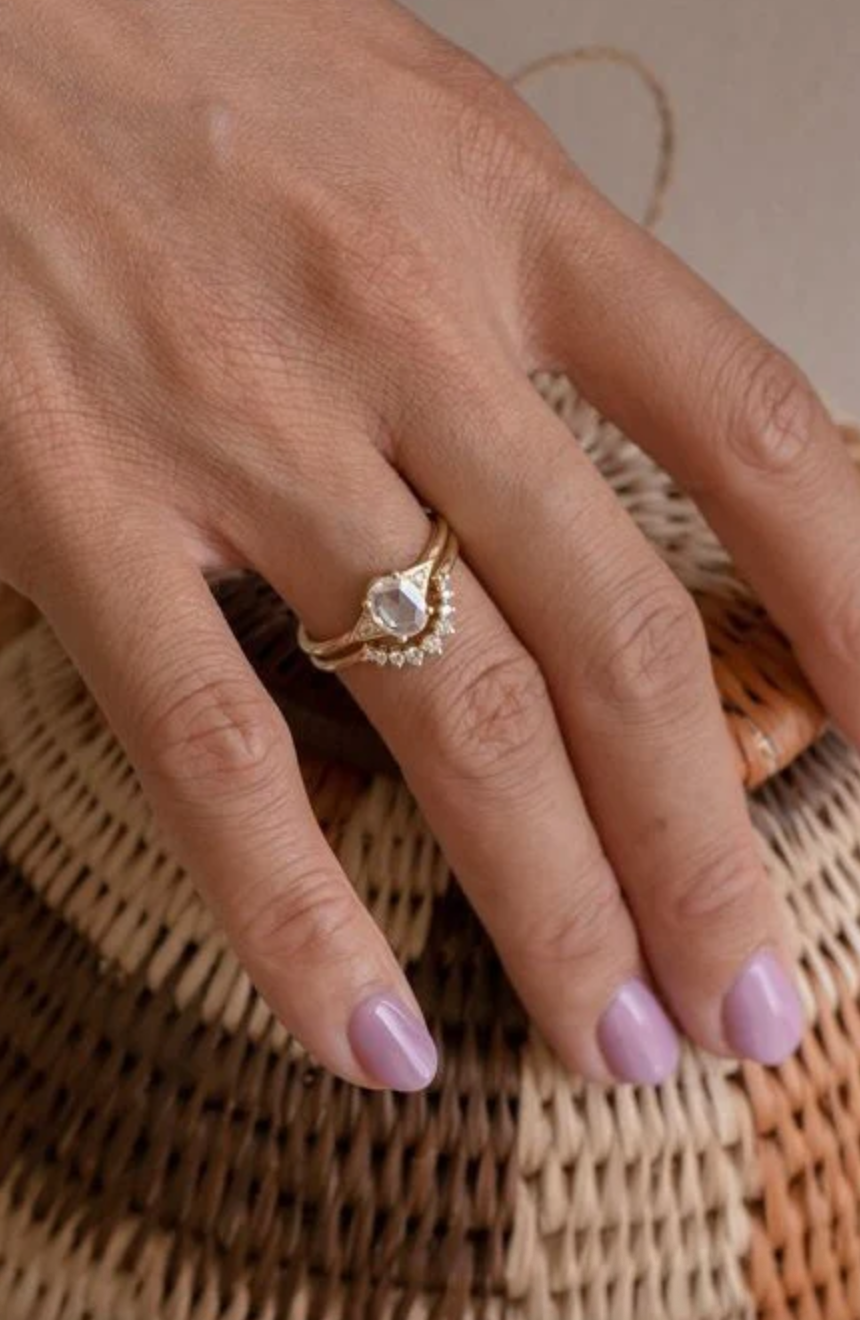 Oval Rose Cut Diamond Deco Ring